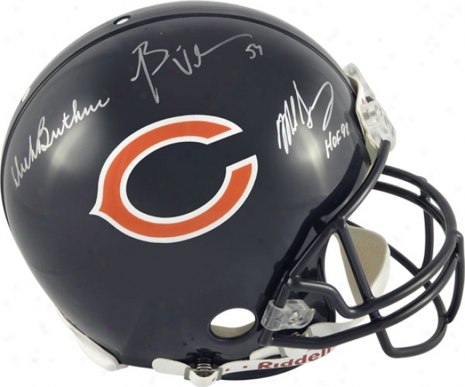 Dick Butkus, Mike Singletary And Brian Urlacher Autotraphed Pro-line Helm  Details: Chicago Bears, Authentic Riddr1l Helmet