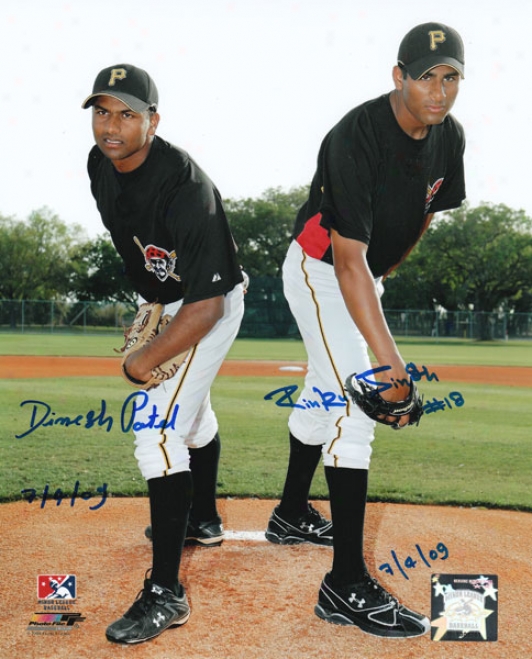 Dinesh Patel And Rinku Singh Autographed 8x10 Photograph By the side of 7-4-09 Inscription