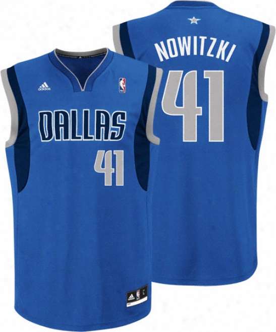 Dirk Nowitzki Jersey: Adidas Revolution 30 Blue Replica #41 Dallas Mavericks Jersey