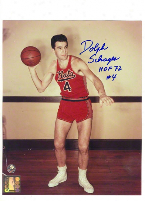 Dolph Schayes Autographed Syracuse Nationals 8x10 Photo Inscribed &quothof 72&quot