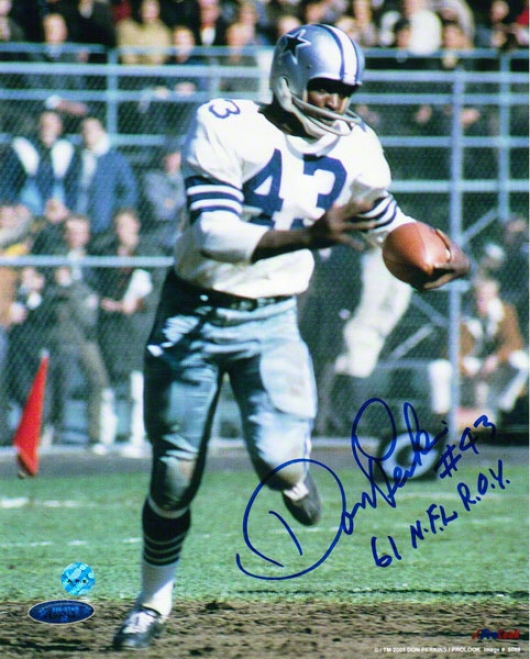 Don Perkins Dallas Cowboys Autographed 8x10 Photo Running With The Ball Inscribed 61 Nfl Rky