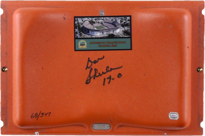 Don Shula Miami Dolphins Autographed Orange Bowl Seat With 17-0 Inscription