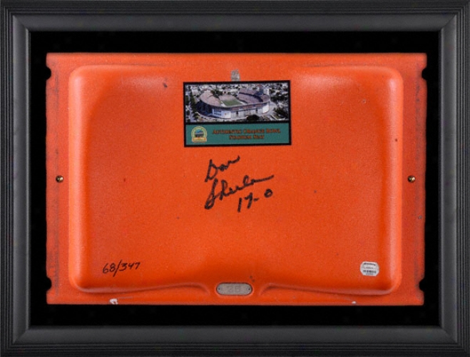 Don Shula Miami Dolphins Autographed Orange Bowl Stadium Seat In Black Framed Shadowbox