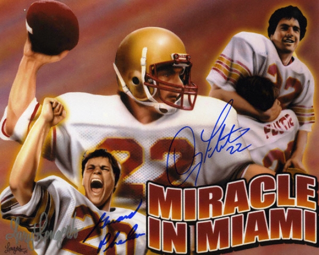 Doug Flutie And Gerald Phelan Boston College Eagles Autographed 8x10 Art &quotmiracle In Miami&quot Collage