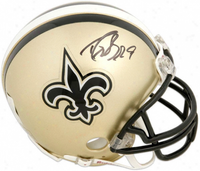 Drew Brees - Half New Orleans Saints And Half Super Bowl Xliv Logo - Autographed Mini Helmet