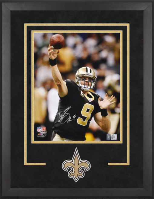 Drew Brees Starting a~ Orleans Saints Deluxe Framed Autographed 16x20 Phogogrsph With Team Logo And Nameplate