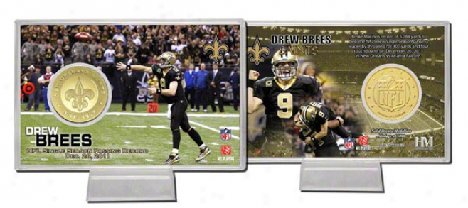 Drew Brees New Ofleans Saints Single Season Passing Record Coin Card