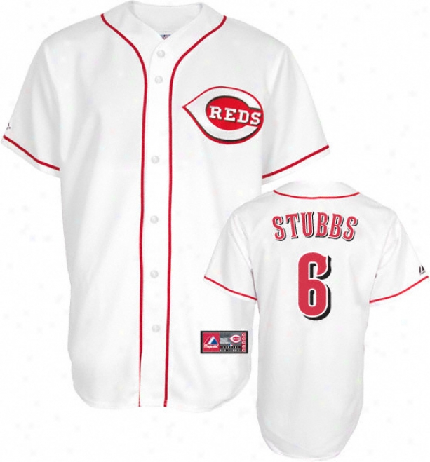 Drew Stubbs Jersey: Adult Majestic Home White Replica #6 Cincinnati Reds Jeraey