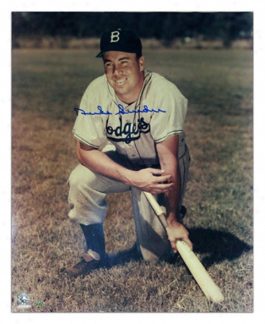 Duke Snider Los Angeles Dodgers - Kneeling On Bat - 16x20 Autographed Photograph