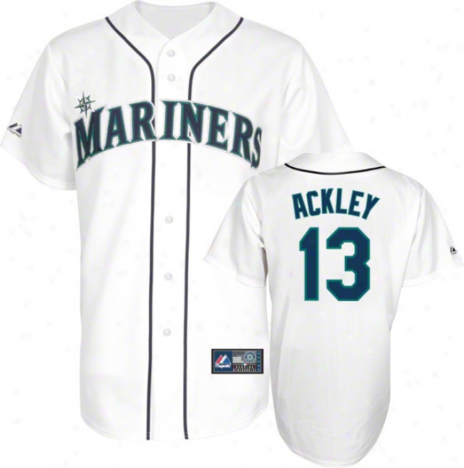 Dustin Ackley Jersey: Adult Majestic Home White Autograph copy #13 Seattle Mariners Jersey