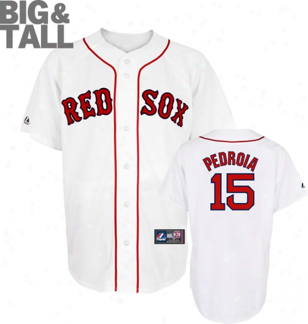 Dustin Pedroia Big & Tall Jerseu: Adult Home White Replica #15 Boston Rd Sox Jersey