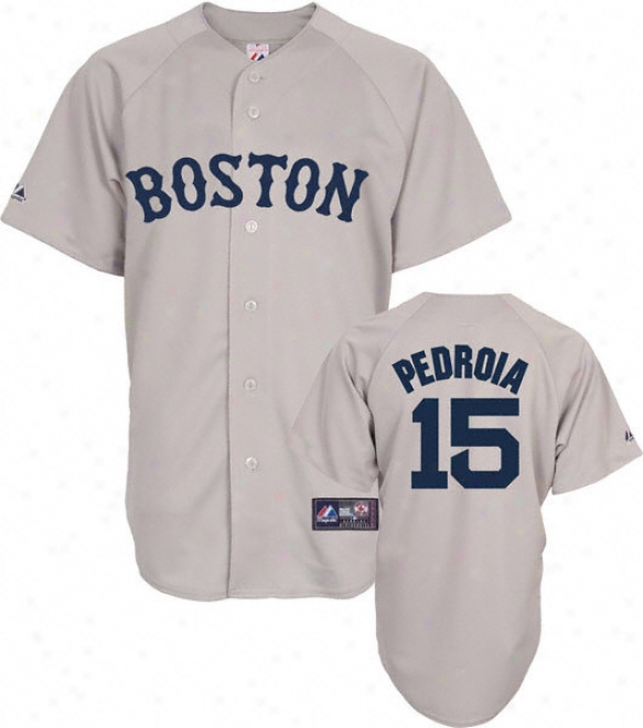 Dustin Pedroia Jersey: Adult Maiestic Road Grey Replica #15 Boston Red Sox Jersey