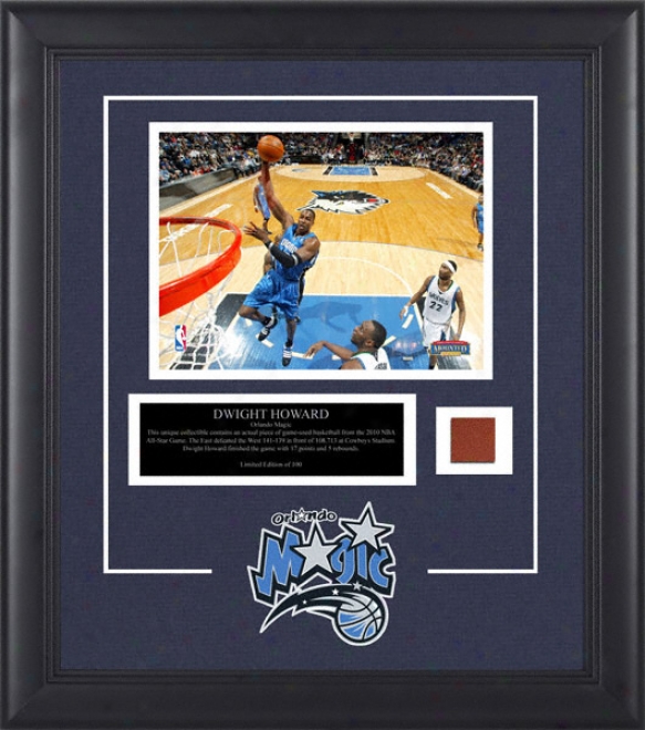 Dwight Howard Orlando Magic Framed 8x10 Photograph With Game Used 2010 All Star Game Basketball Piece And Descriptive Plate