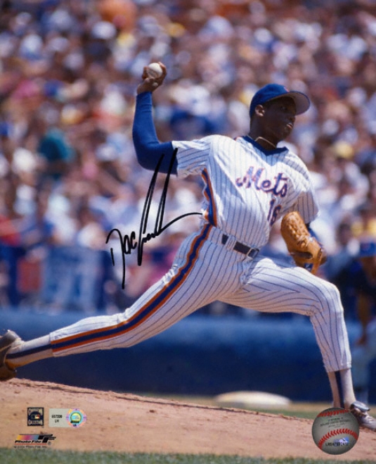 Dwight &quotdoc&quot Gooden Autographed Photograph: New York Mets Pitching 8x10 Photo