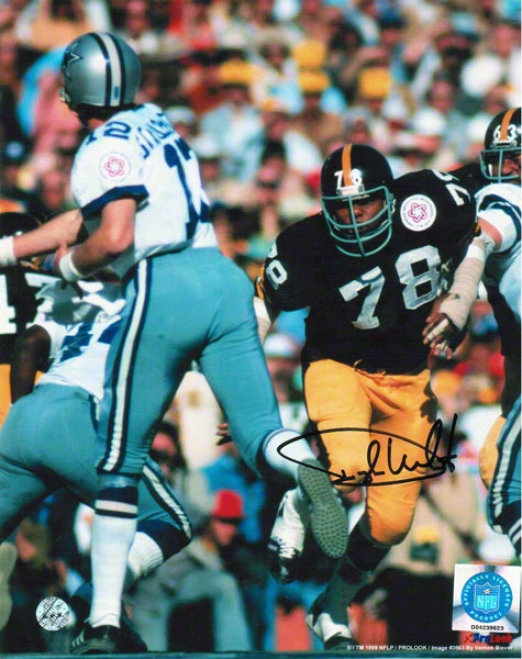 Dwight White Pittsburgh Steelers Autographed 8x10 Photo Rushing Staubach