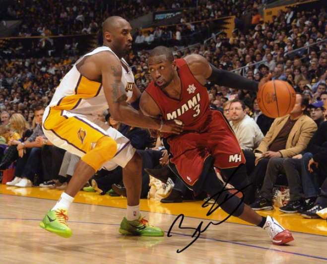 Dwyane Wade Autographed 8x10 Photograph  Details: Miami Heat, Vs. Kobe Bryant, Horizontal