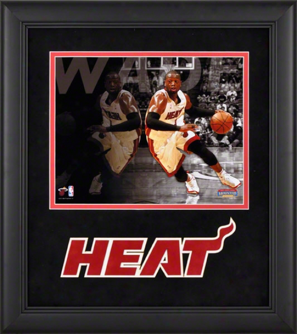 Dwyane Wade Framed Photograph  Details: 8x10, Reflections, Miami Heat Team Logo