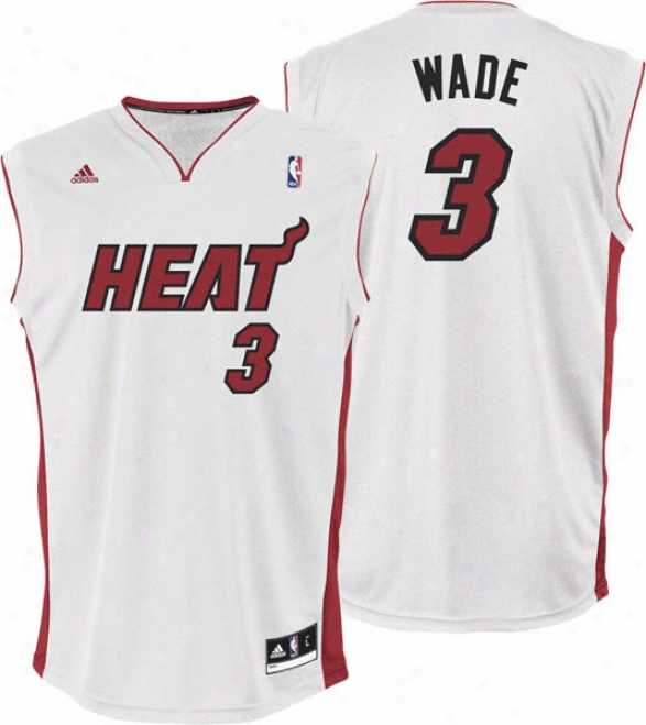 Dwyane Wade Jersey: Adidas Revolution 30 White Autograph copy #3 Miami Heat Jersey