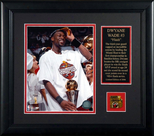 Dwyane Wade Miami Heat Framed 8x10 Photograph With Mesallion And Dish