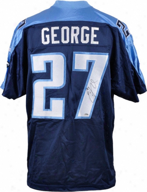 Eddie George Autographed Jersey  Detail: Tennessee Titans