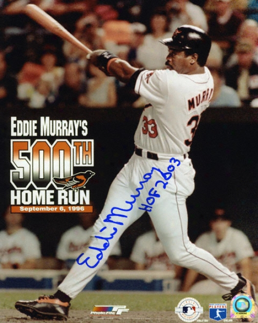 Eddie Murray Baltimore Orioles 500th Home Run 8x10 Autographed Photograph