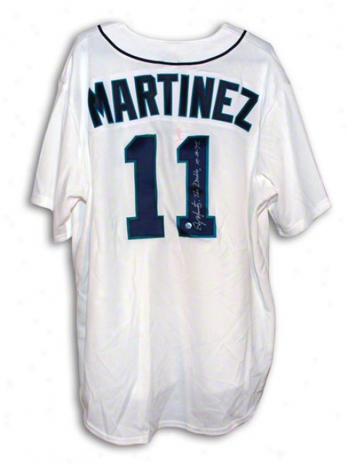 Edgar Martinez Seattle Mariners Autographed White Majestic Throwback Jersey Inscribed The Double 10895