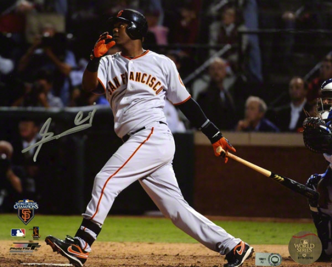 Edgar Rentera Autographed Photograph  Defails: San Francisco Giants, 2010 World Series Action, 8x10