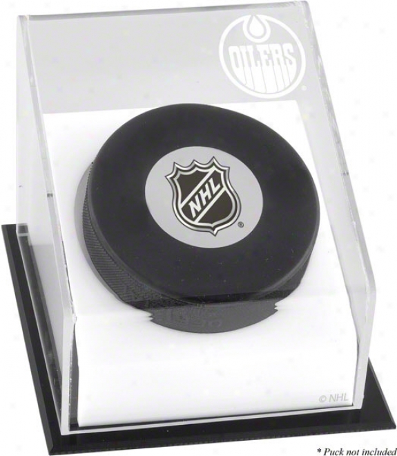 Edmonton Oilers Hockey Puck Logo Display Case