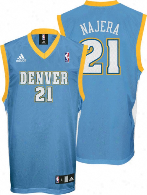 Eduardo Najera Jersey: Asidas Blue Replica #21 Denver Nuggets Jersey