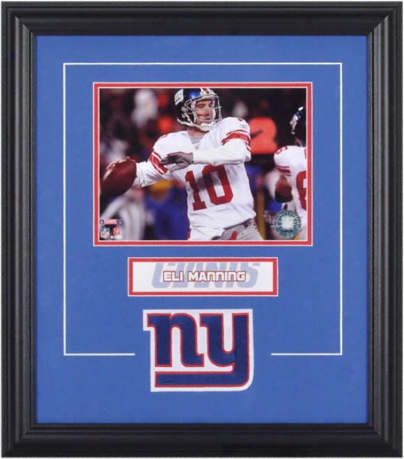 Eli Manning Framed 6x8 Photograph With Team Loyo & Plate