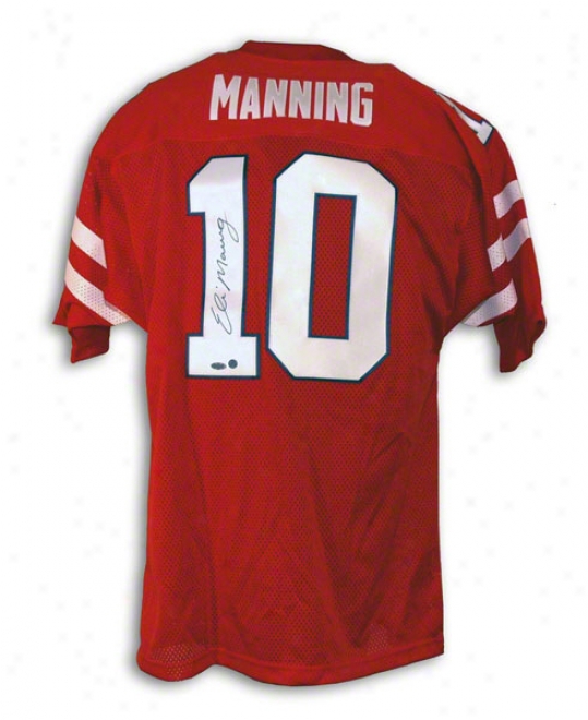 Eli Manning Mississippi Rebels Autographed Red Jersey