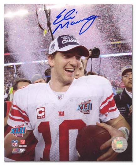 Eli Manning New York Giants - Sb Confetti - Autographed 8x10 Photograph