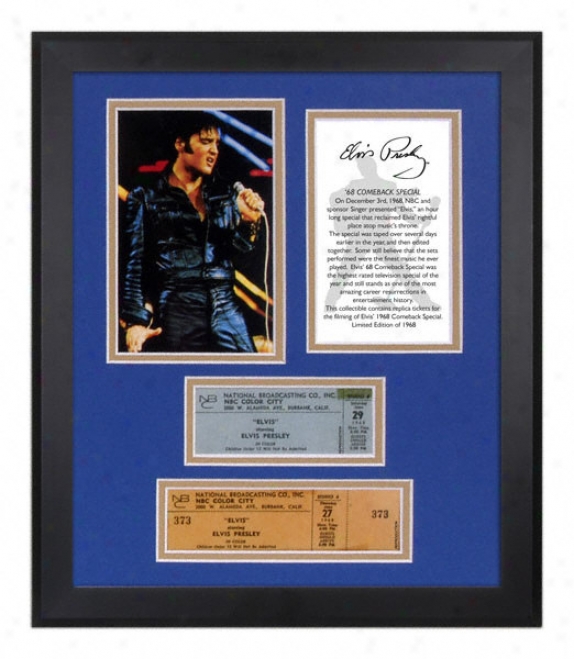 Elvis Presley - 1968 Coneback - Framed Photograph With Replica Ticket