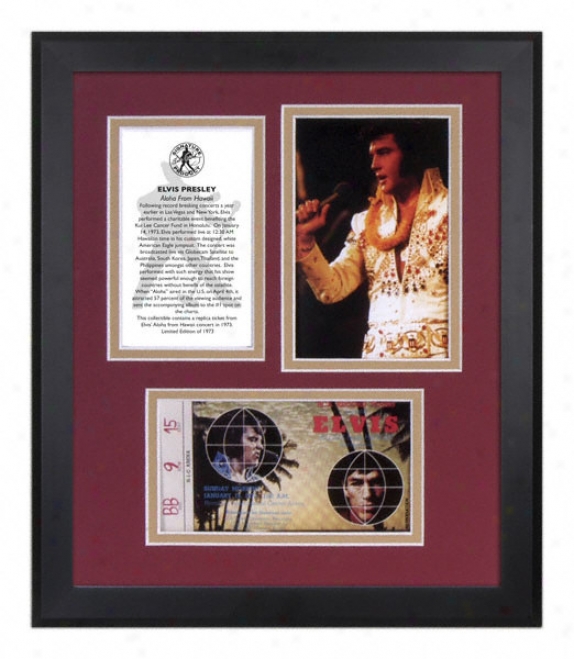 Elvis Presley - Aloha From Hawaii - Framed Photograph With Replica Ticket