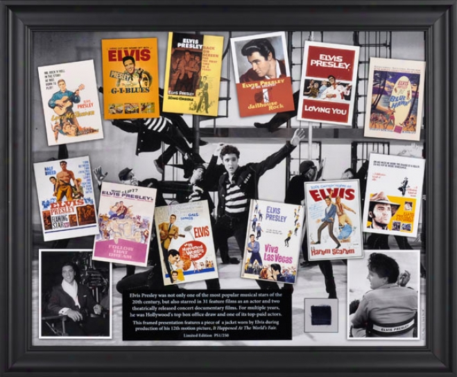 Elvis Presley Framed Collage  Details: Elvis In Hollywood, With Suit Piece