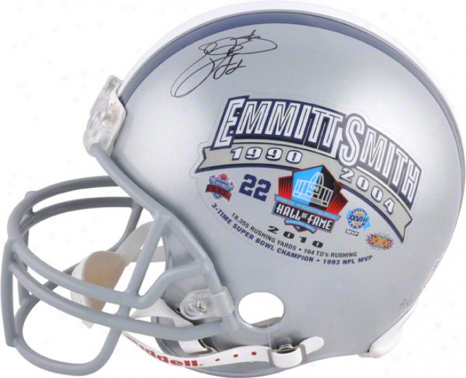 Emmitt Smith Autographed Pro-line Helmet  Details: Dallas Coqboys, Hall Of Fame, Authentic Riddell Helm3t