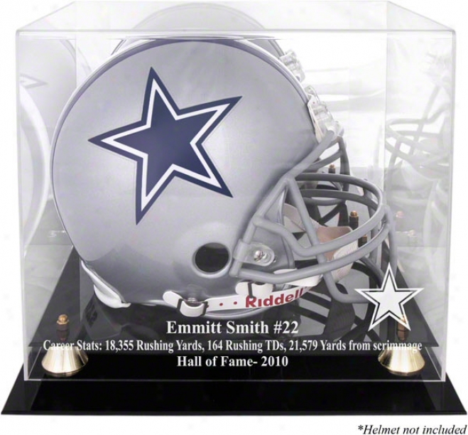 Emmitt Forge Dallas Cowboys 2010 Hall Of Fame Golden Classic Helmet Case And Mirror Back