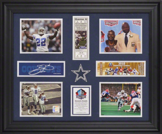 Emmitt Smith Dallas Cowboys Framed Photographs With Ticket, Descriptive Lamina And Facsimile Signature - Limited Edition Of 2010