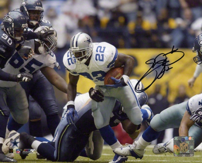 Emmitt Smith Dallas Cowboys -record Breeaker Run- 8x10 Autographed Photograph