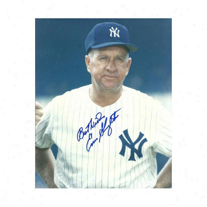 Enos Slaughter Autographed New York Yankees 8x10 Photo With &quotbest Wishes&quot Inscription