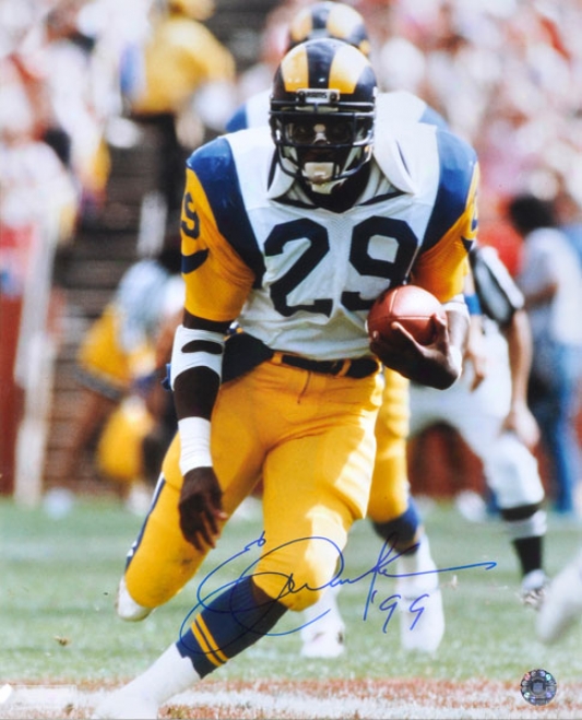 Eric Dickerson Autographed Photograph  Details: St. Louis Rams, 16x20, 99 Inscription