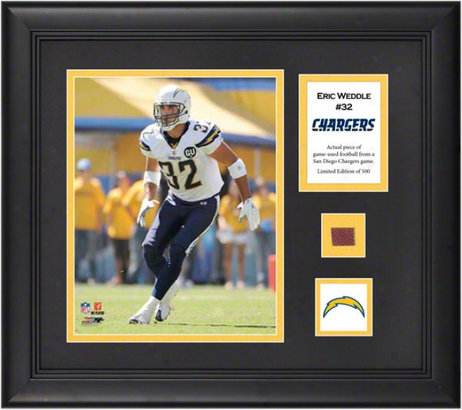 Eric Wedfle Framed 8x10 Photograph  Details: San Diego Chargers, With Game Used Football Piece And Descriptive Plate