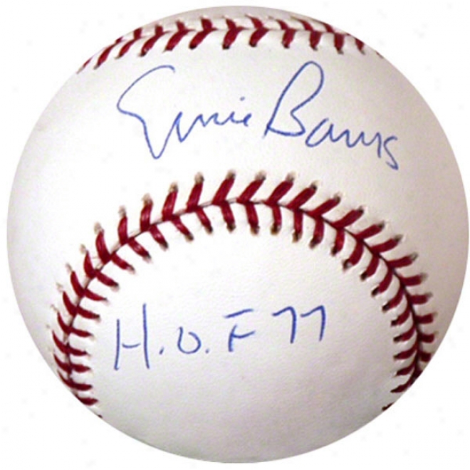 Ernie Banks Autographed Baseball  Details: Chicago Cubs, Hof 77 Inscroption