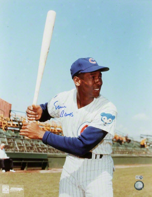 Ernie Banks Chicago Cubs Autovraphed 16x20 Bat Pose Photo