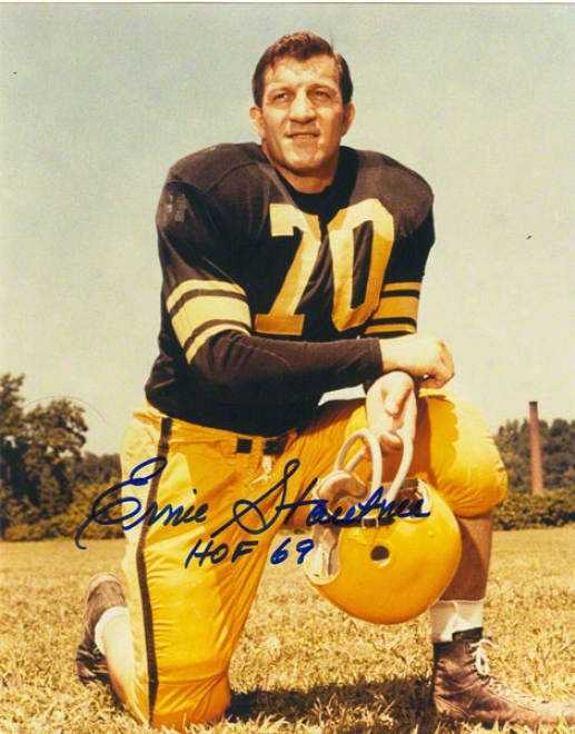 Ernie Stautner Pittsburgh Steelers Autographed 16x20 Photo On One Knee Inscribed Hof 69