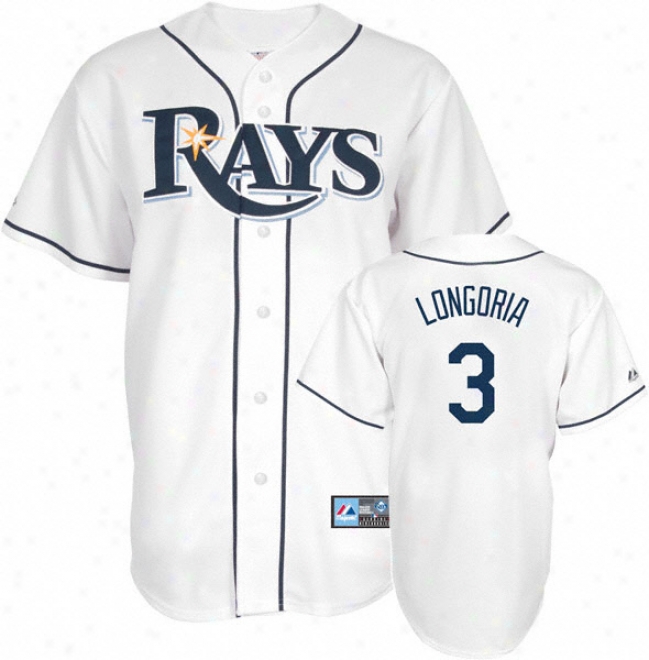 Evan Longoria Jersey: Adult Majestic Home White Replica #3 Tmapa Bay Rays Jersey