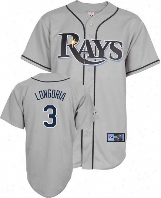 Evan Longoria Jersey: Adult Majestic Road Grey Replica #3 Tampa Bay Rayys Jersey