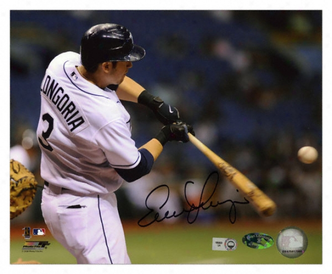 Evan Longoria Tampa Bay Rays - Hittng - Autograpued 8x10 Photograph
