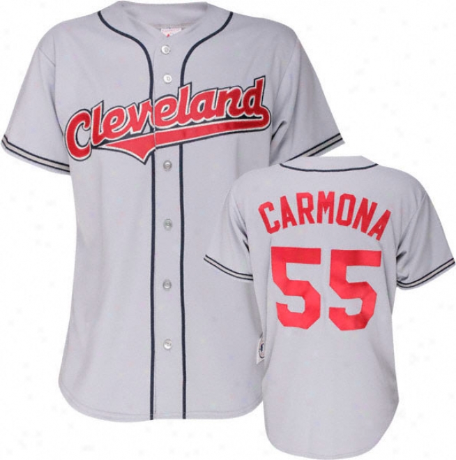 Fausto Carmona Majestic Mlb Road Grey Replica Cleveland Indians Jersey