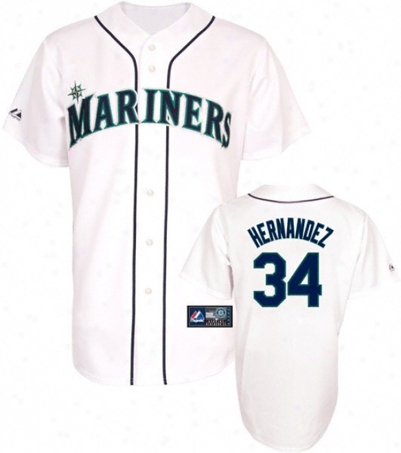 Felix Hernandez Jersey: Adult Majestic Home White Replica #34 Seattle Mariners Jersey